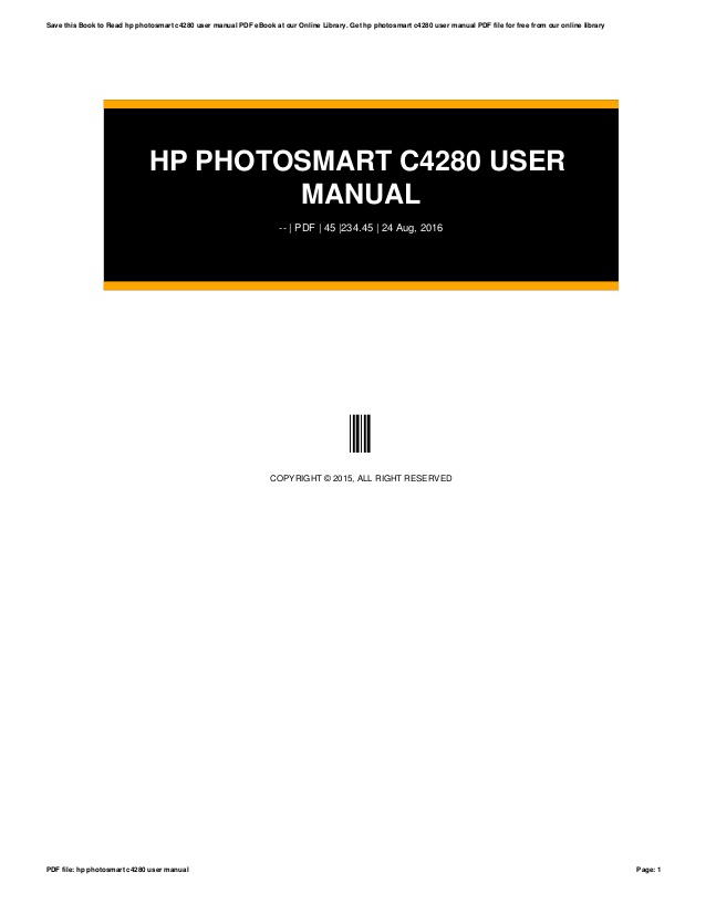 Hp Photosmart C4280 All In One User Manual